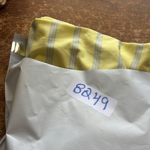 FootJoy Polo Shirt Mens Large Yellow Blue Striped Button Down Collar Golf Logo - Picture 10 of 10